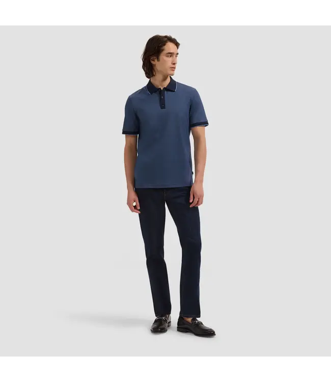 Bugatchi Polo à trois boutons Bird's Eye JF2005F67 NAVY