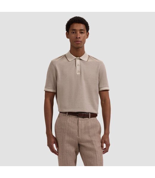 Bugatchi Polo à trois boutons Bird's Eye ALMOND