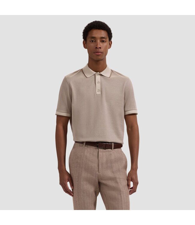 Bugatchi Polo à trois boutons Bird's Eye ALMOND