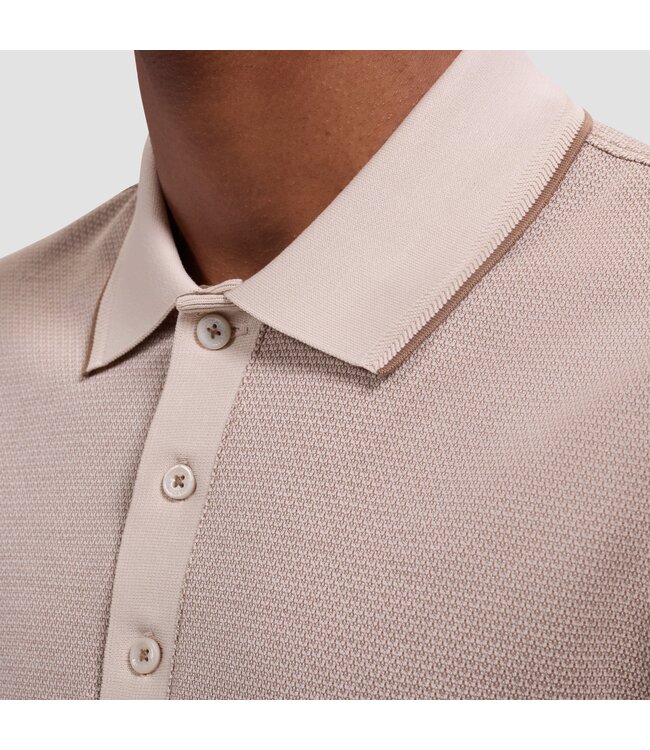 Bugatchi Polo à trois boutons Bird's Eye JF2005F67 ALMOND