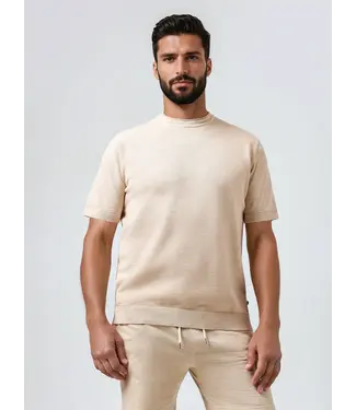 STONE ROSE SEAMIST - T-shirt en maille délavée à l'eau MED BEIGE