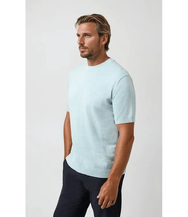STONE ROSE SEAMIST - T-shirt en maille délavée à l'eau SEASST61-440 AQUA