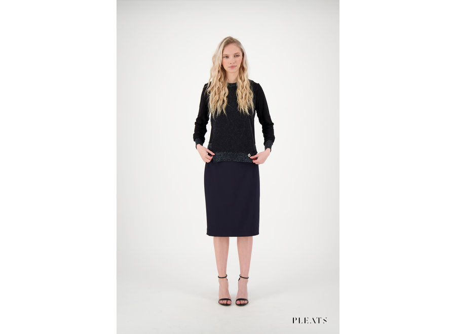 Paniz Navy Straight Skirt