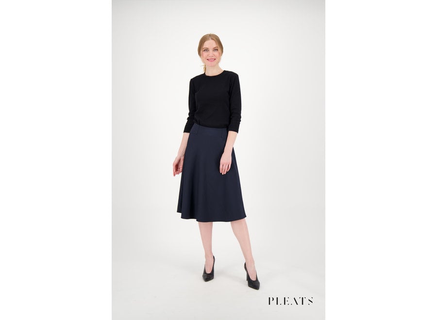 Wool Flair Skirt With Side Stitching