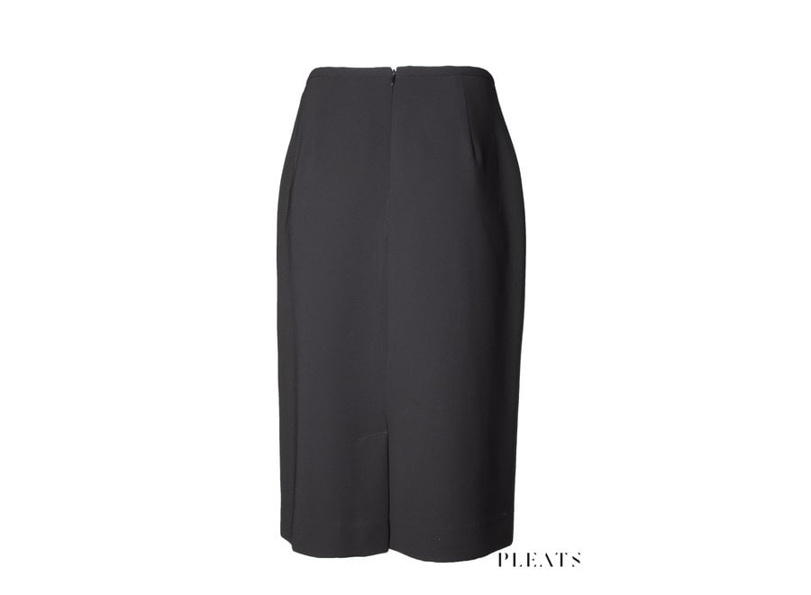 Basic Straight Crepe Skirt with Back Kick Pleat