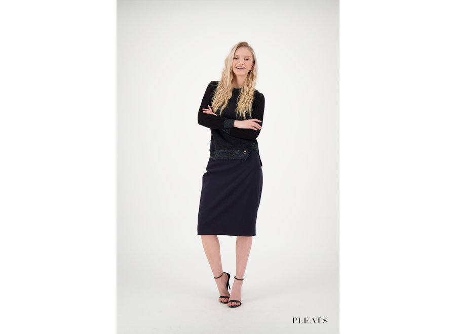 Paniz Navy Straight Skirt