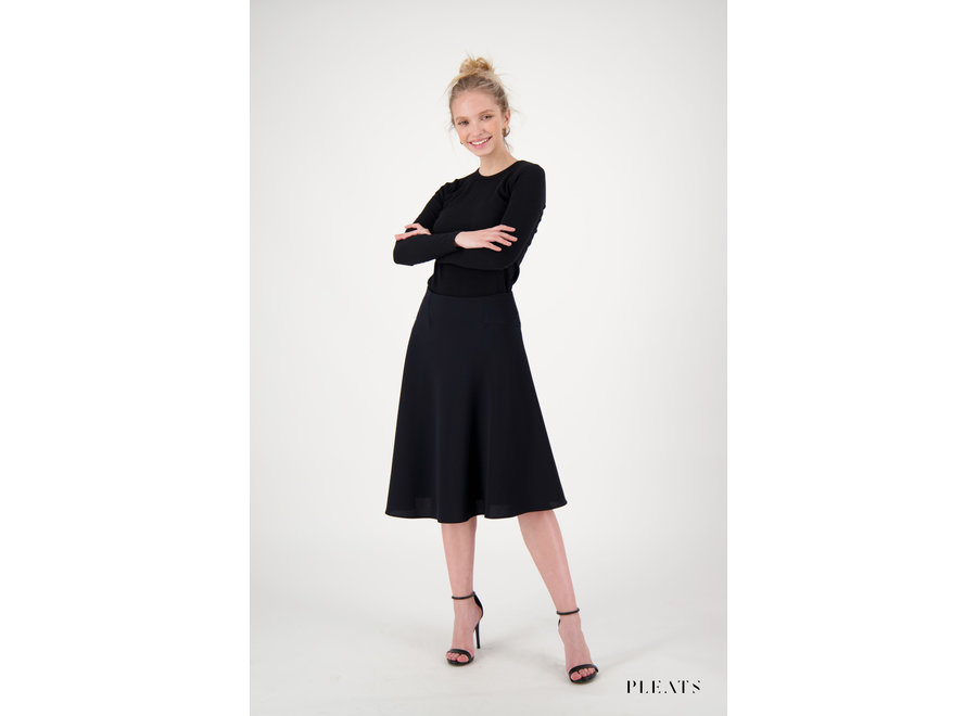 Crepe Flair Skirt With Side Stitching