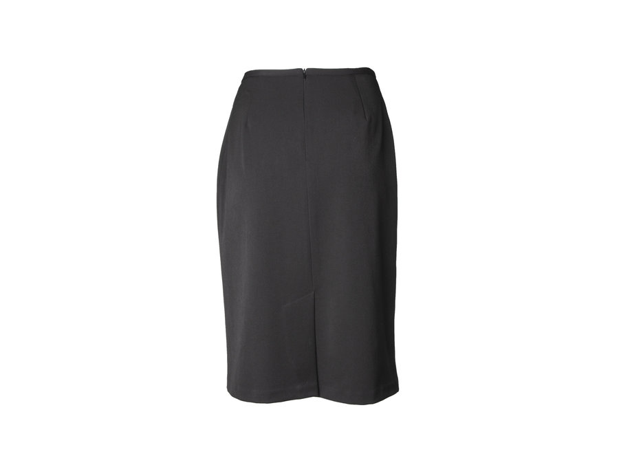 Basic Straight Crepe Skirt with Back Kick Pleat