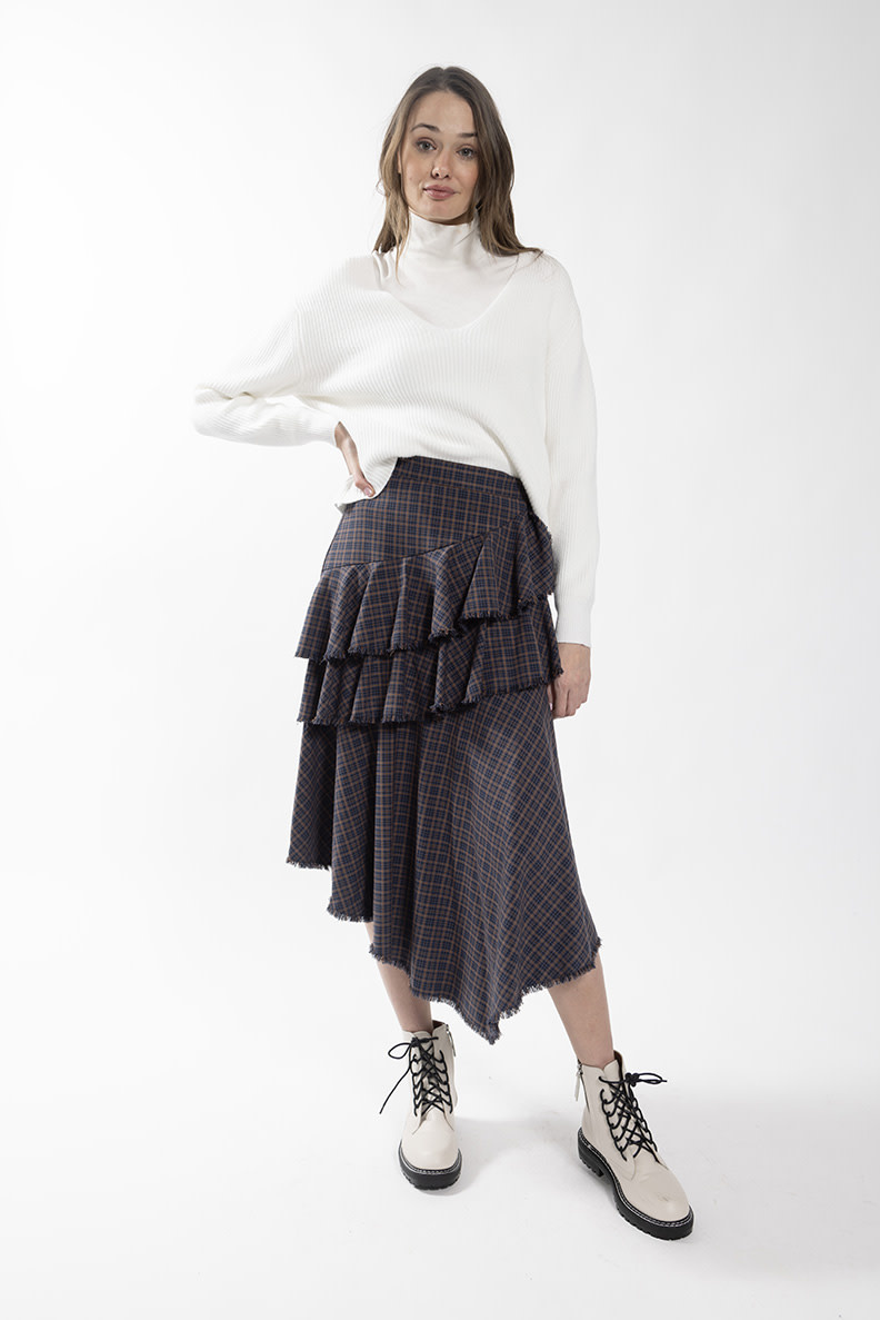 OLE MC5494 Plaid Layered Skirt