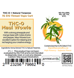 Apothecary Rx Apothecary Rx THC-O  Maui Wowie Hybrid Cartridge 1gr