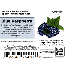 Apothecary Rx Apothecary Rx Delta 8 Blue Raspberry Indica Cartridge 1gr