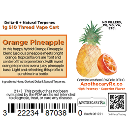 Apothecary Rx Apothecary Rx Delta 8 Orange Pineapple Sativa Cartridge 1gr