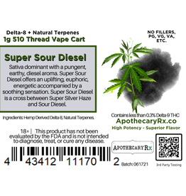 Apothecary Rx Apothecary Rx Delta 8 Super Sour Diesel Sativa Cartridge 1gr