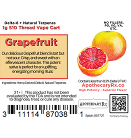 Apothecary Rx Apothecary Rx Delta 8 Grapefruit  Sativa Cartridge 1gr