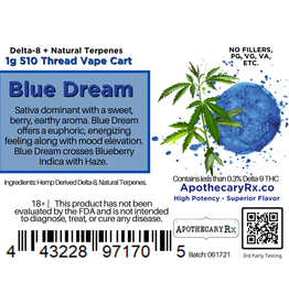 Apothecary Rx Apothecary Rx Delta 8 Blue Dream Sativa Cartridge 1gr