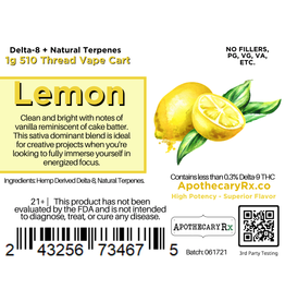 Apothecary Rx Apothecary Rx Delta 8 Uplifting Lemon Sativa Cartridge 1gr