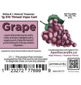 Apothecary Rx Apothecary Rx Delta 8 Grape Hybrid Cartridge 1gr