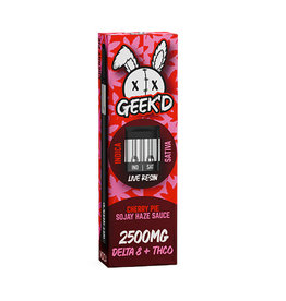 GEEK'D Geek'd Delta-8 THCO Live Resin Cherry Pie Indica Sojay Haze Sauce Sativa Disposable Cartridge 2.5gr