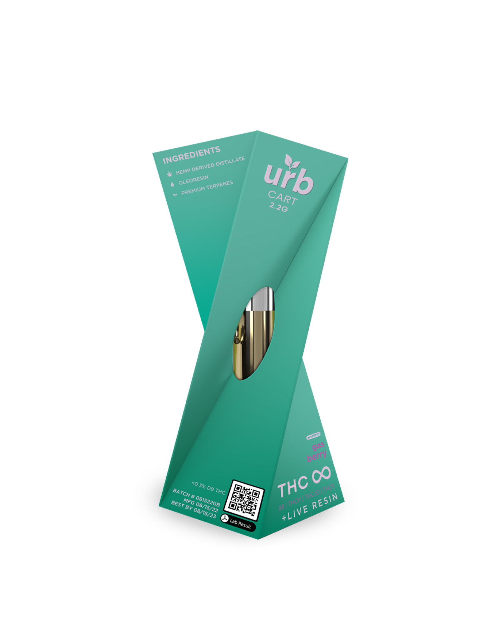 URB URB Delta 8- THCH -THCJD -THCP Live Resin Gas Berry Hybrid Cartridge 2.2gr