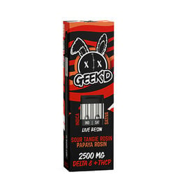 GEEK'D Geek'd Delta 8-THCP Live Resin Sour Tangie Rosin Indica Papaya Rosin Sativa Disposable Cartridge 2.5gr