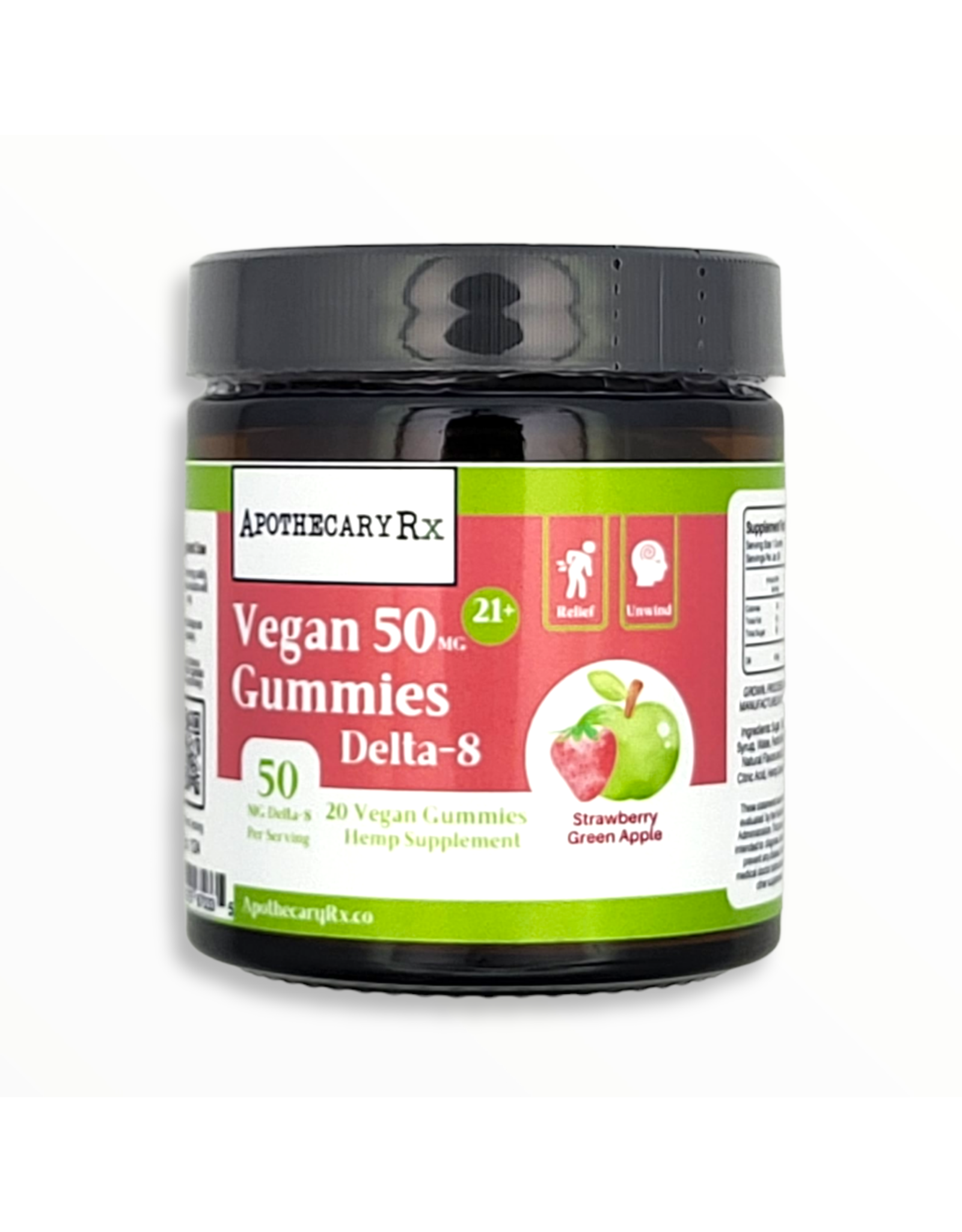 Apothecary Rx Apothecary Rx Delta 8 Vegan Non GMO Strawberry Green Apple Gummies 50mg 20ct