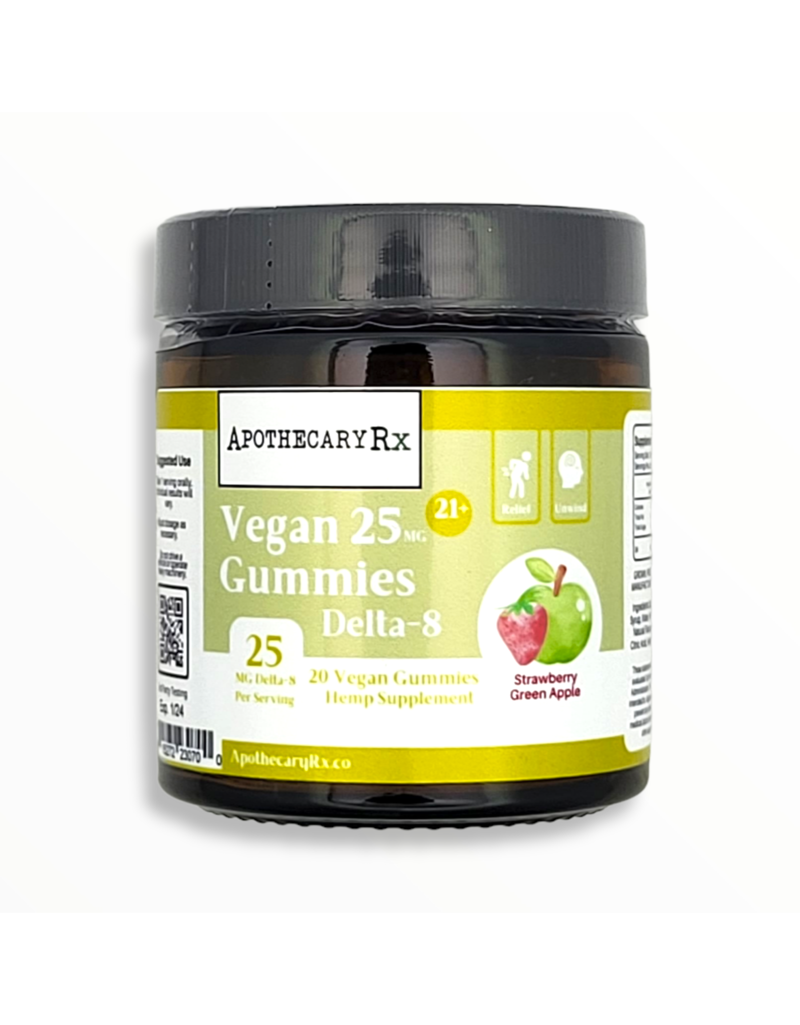 Apothecary Rx Apothecary Rx Delta 8 Vegan Non GMO Strawberry Green Apple Gummies 25mg 20ct