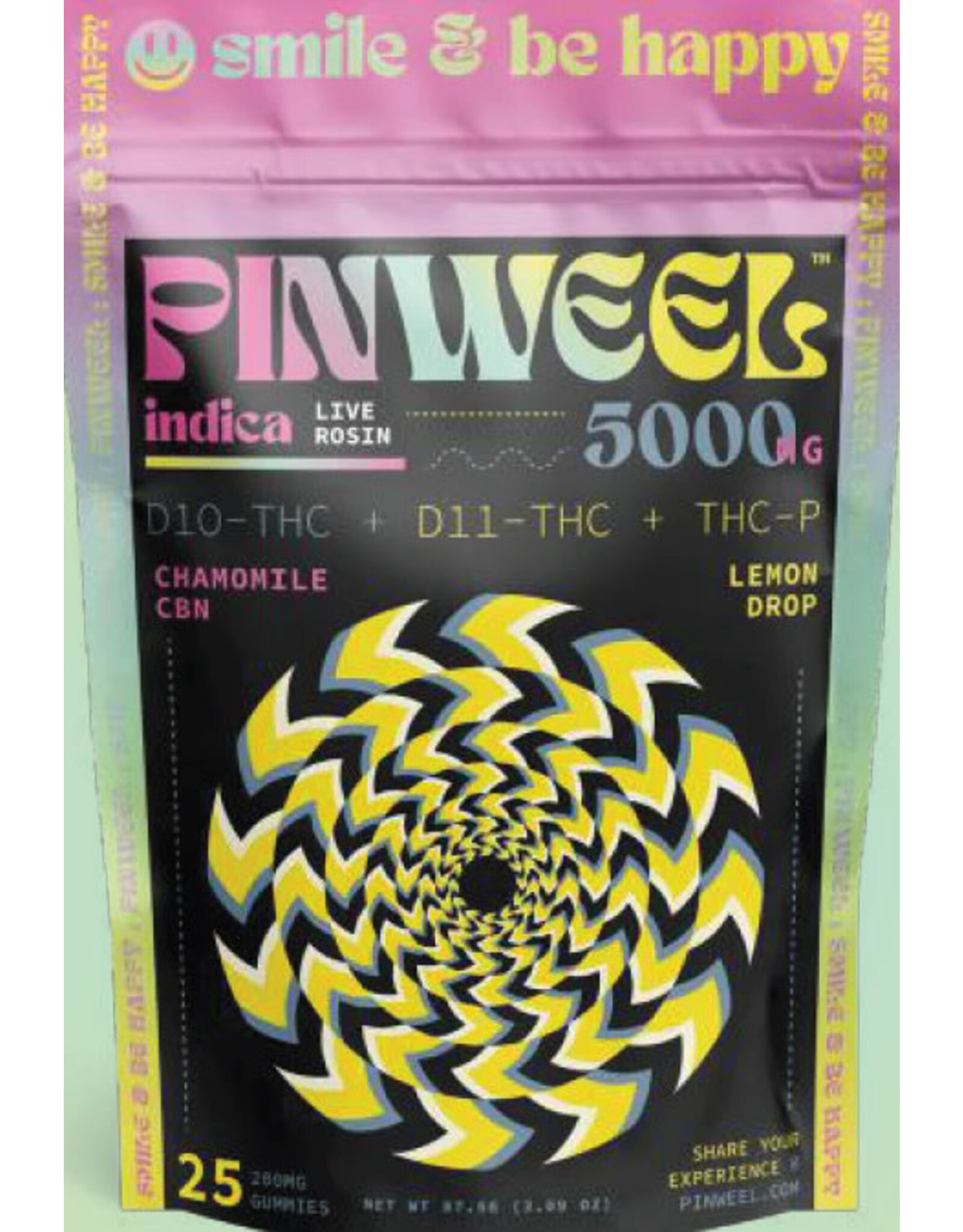 Pinweel Pinweel Delta 10 Delta 11  THC-P CBN Lemon Drop Indica Gummies 200mg 25ct