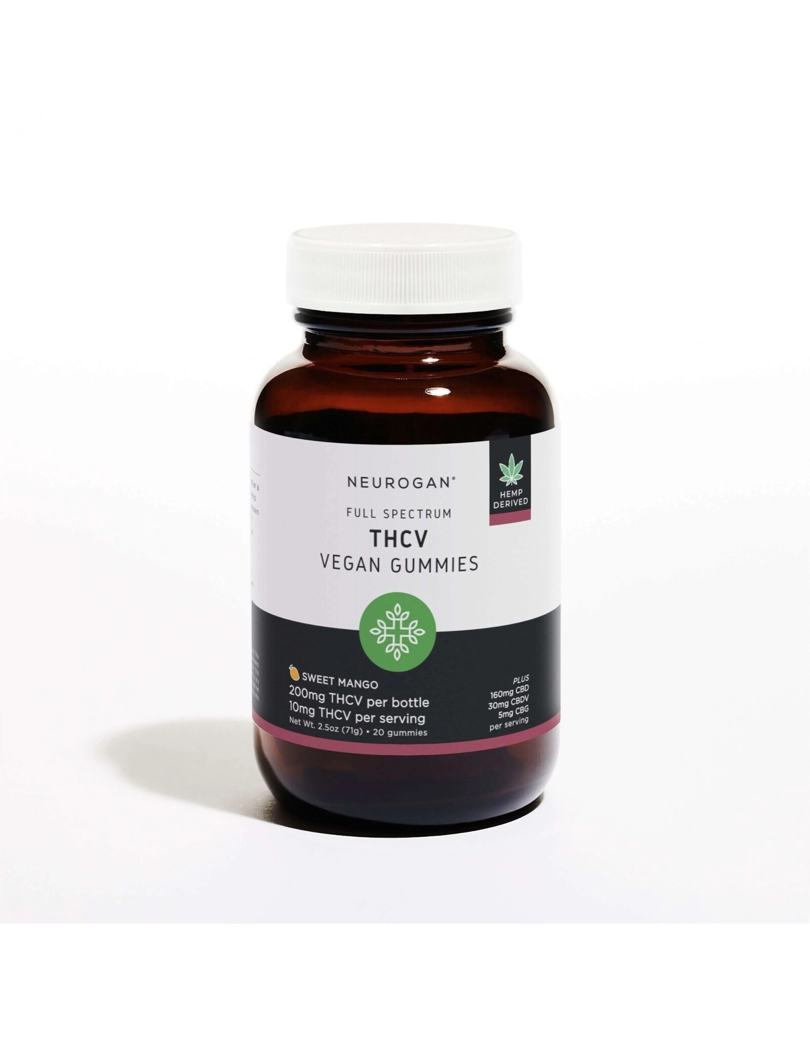Neurogan Neurogan THCV  Vegan  Full Spectrum Gummies  Sweet Mango 200mg CBD 10mg THCV 20ct