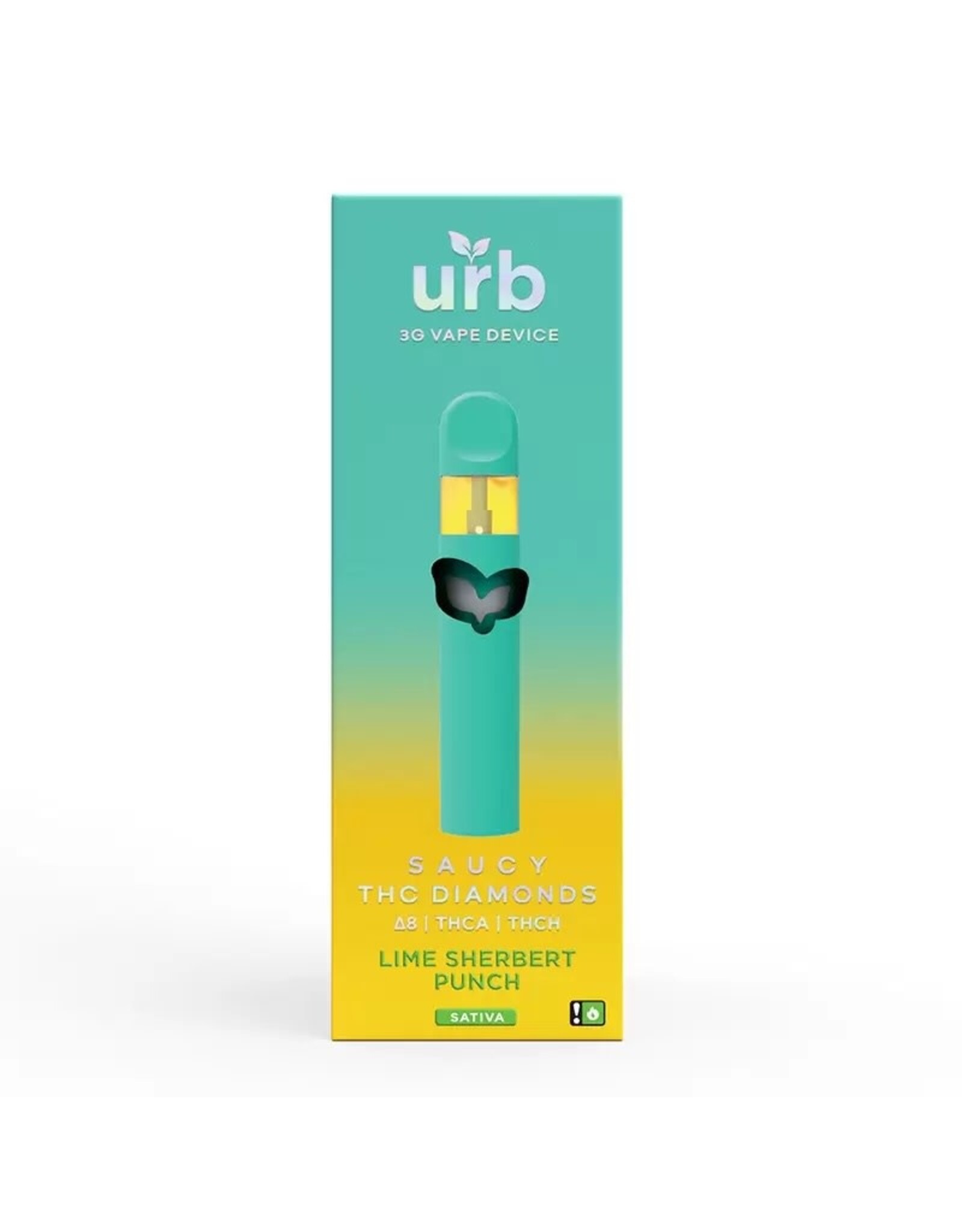 URB Urb THCA | Delta 8 | THCH Saucy Diamonds Disposable Lime Sherbert Punch Sativa 3g