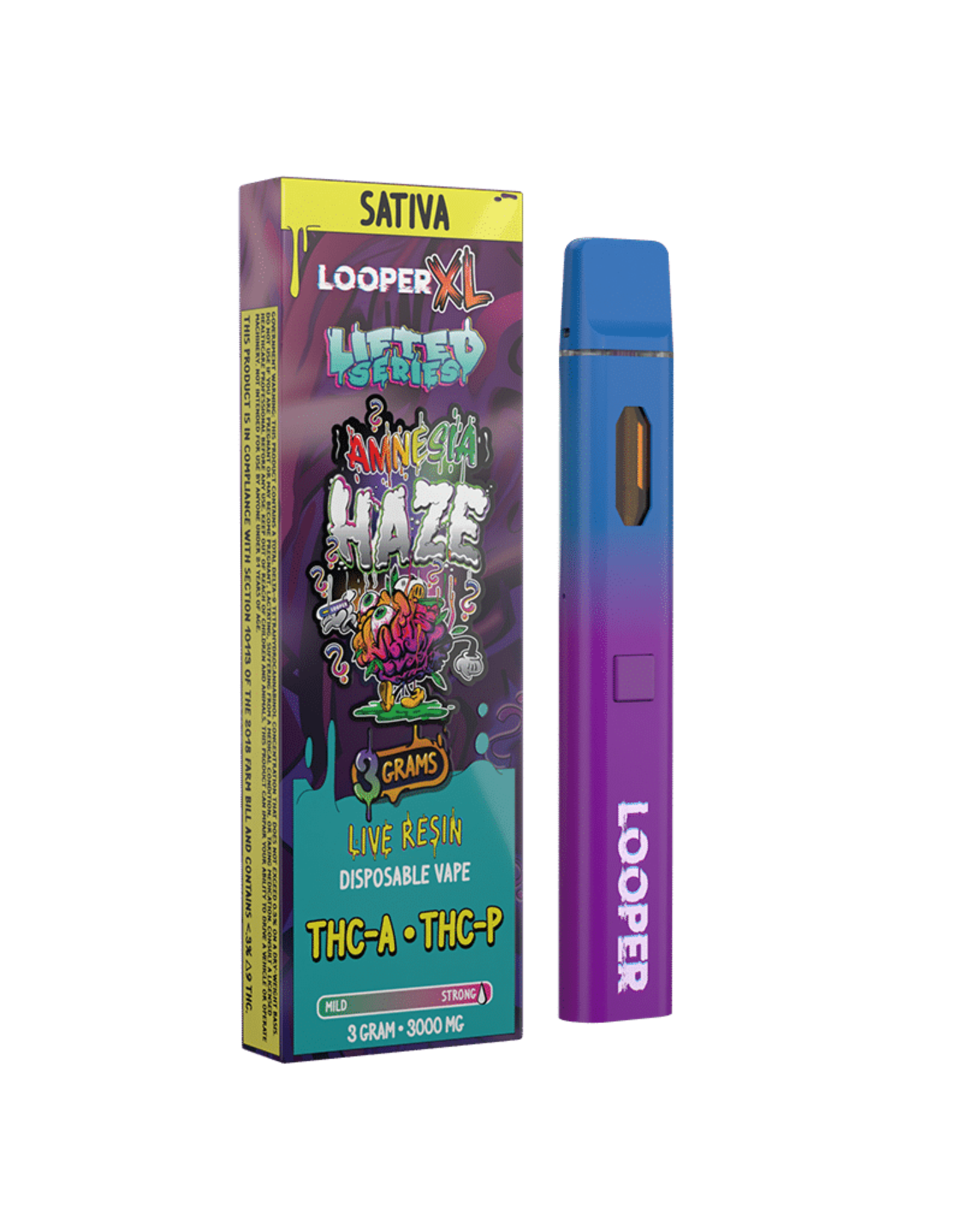 Looper Looper THC-P Live Resin Amnesia Haze Sativa Disposable 3gr