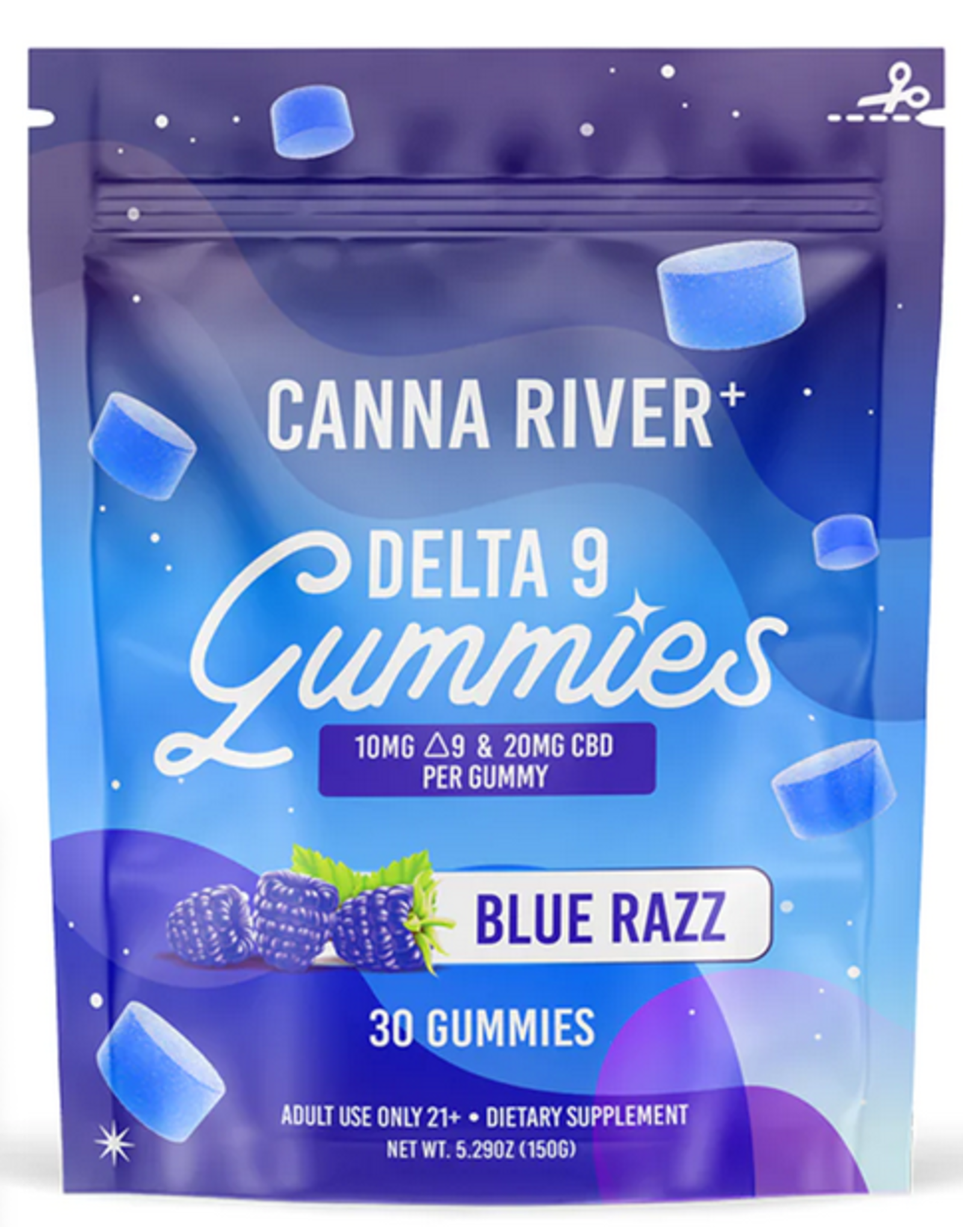 Canna River Canna River Delta 9 10mg CBD 20mg  Blue Razz Gummies 30mg 30ct