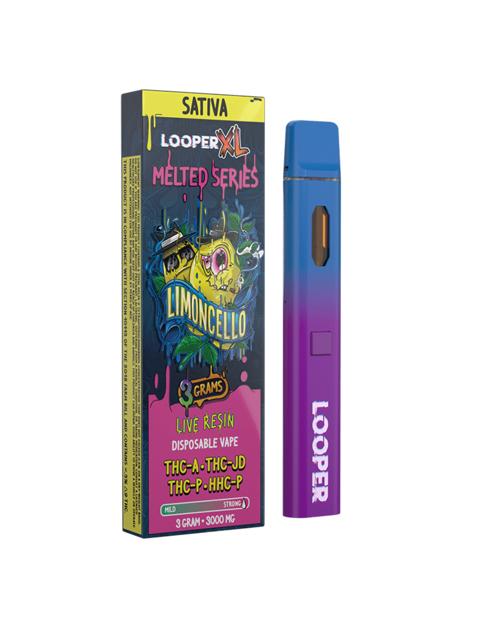 Looper Looper THC-A -THC-JD-THCP -HHCP Live Resin Limoncello  Sativa Disposable 3gr