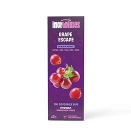 URB Incredibles by URB Delta 8 THCA CBG Grape Escape Indica Disposable 3gr