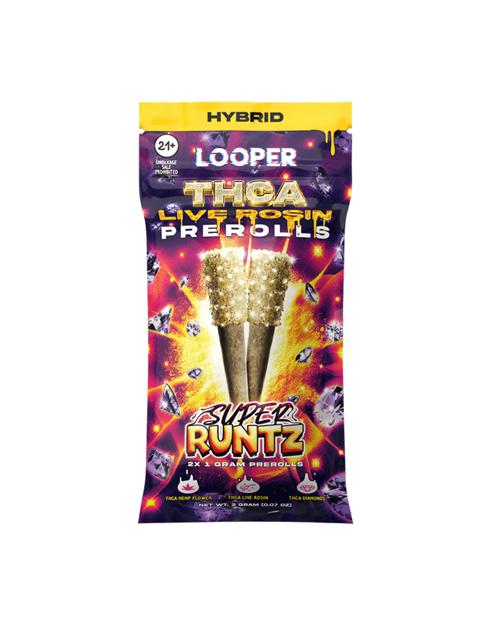 Looper Looper THCa Live Rosin Super Runtz Hybrid Preroll 1g 2ct