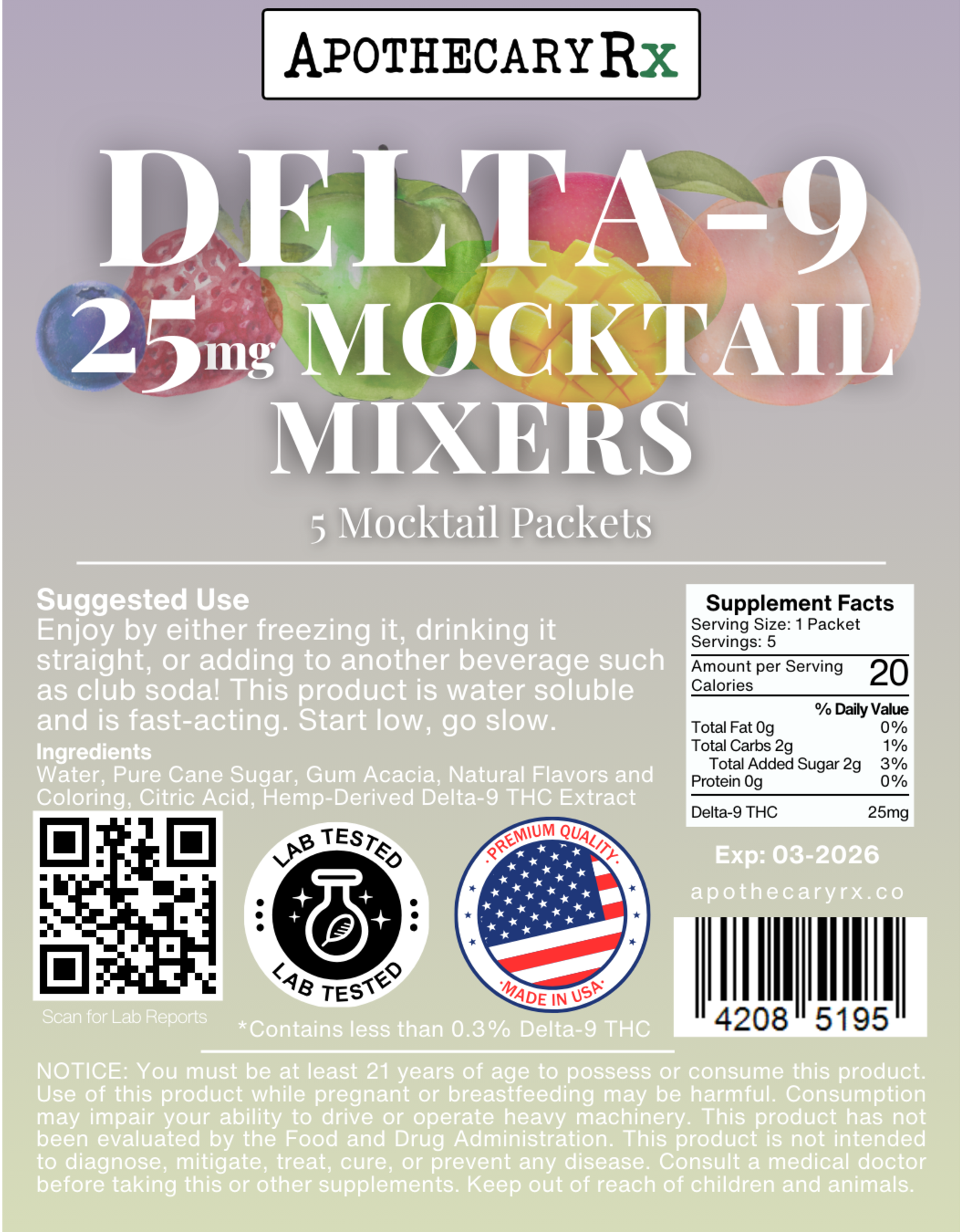 Apothecary Rx Apothecary Rx Delta-9 Mocktail Mixers 25mg 5ct