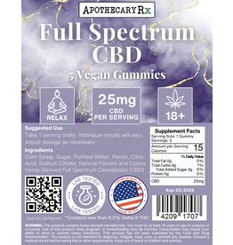 Apothecary Rx Apothecary Rx Full Spectrum CBD Vegan Gummies 25mg 5ct