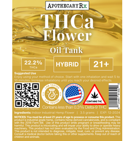 Apothecary Rx Apothecary Rx THCa Hemp Flower Oil Tank Sativa Hybrid 22.2% 3.5gr