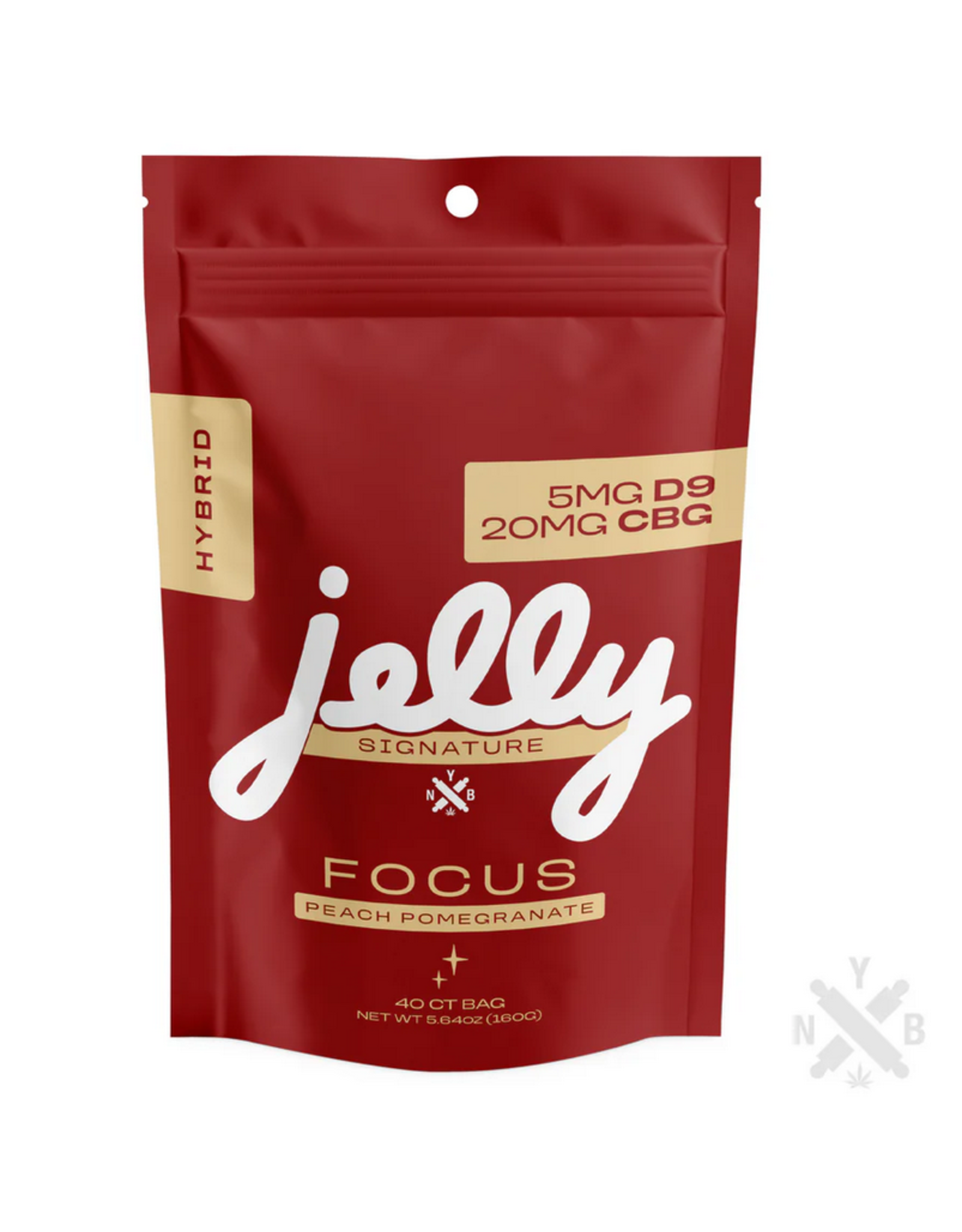 Jelly Jelly Delta 9 CBG 1:4 Focus Hybrid Peach Pomegranate Gummies 25mg 40ct