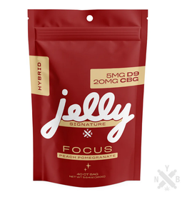 Jelly Delta 9 CBG 1:4 Focus Hybrid Peach Pomegranate Gummies 25mg 40ct