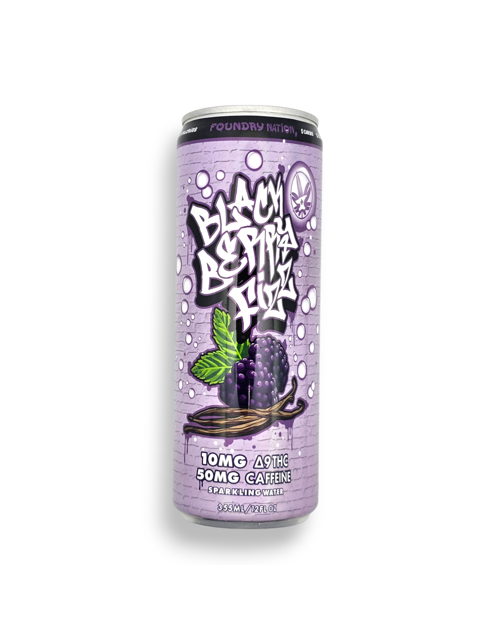 Foundry Nation Foundry Nation Delta 9 Caffeinated Sparkling Water Blackberry Fizz 10mg 12oz