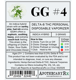 Apothecary Rx Apothecary Rx Delta 8 GG#4 Indica Disposable 3gr