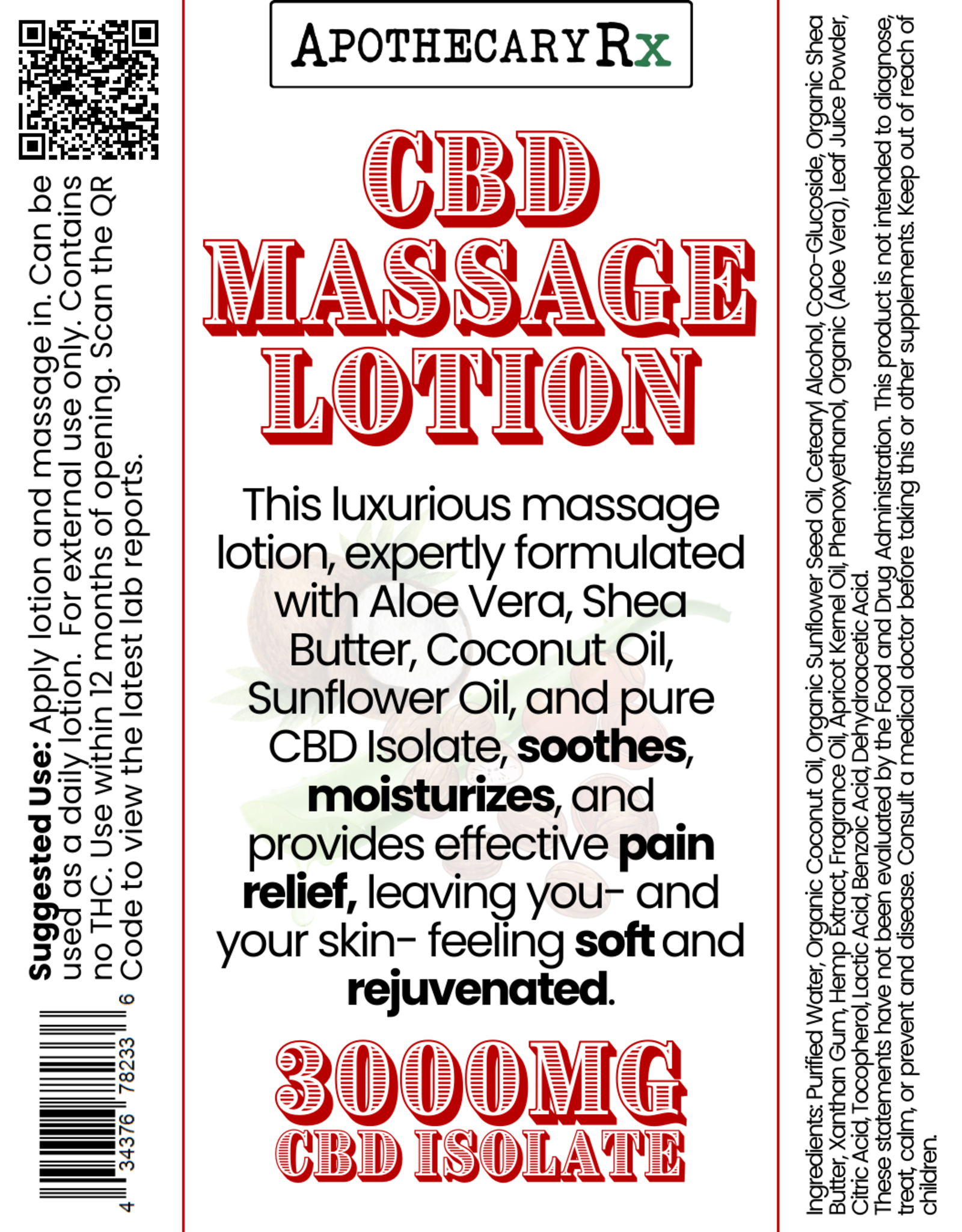 Apothecary Rx Apothecary Rx CBD Isolate Massage Lotion 3000mg 8oz