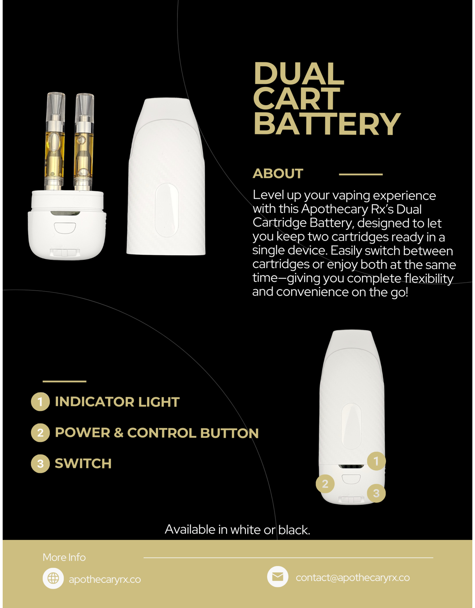 Apothecary Rx Dual Cartridge Battery
