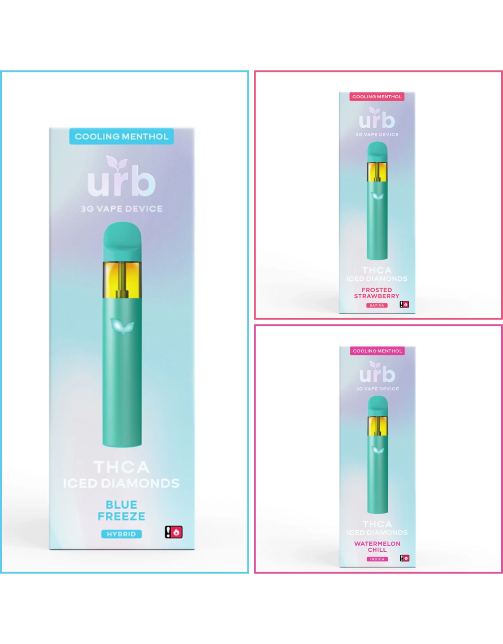 URB Urb Vape-Cay Iceland Iced Diamonds Cooling Menthol Disposable 3gr