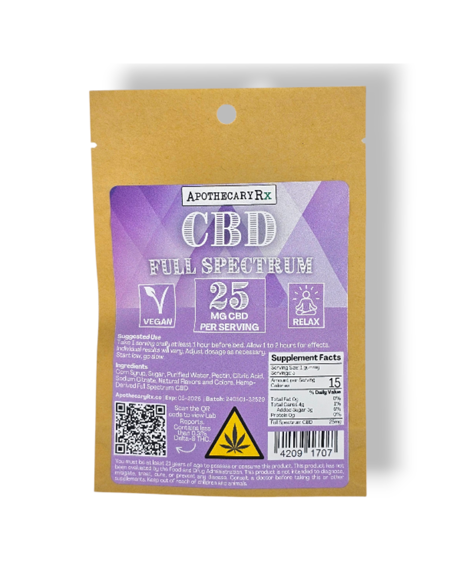 Apothecary Rx Apothecary Rx 25mg Full Spectrum CBD Vegan Gummies