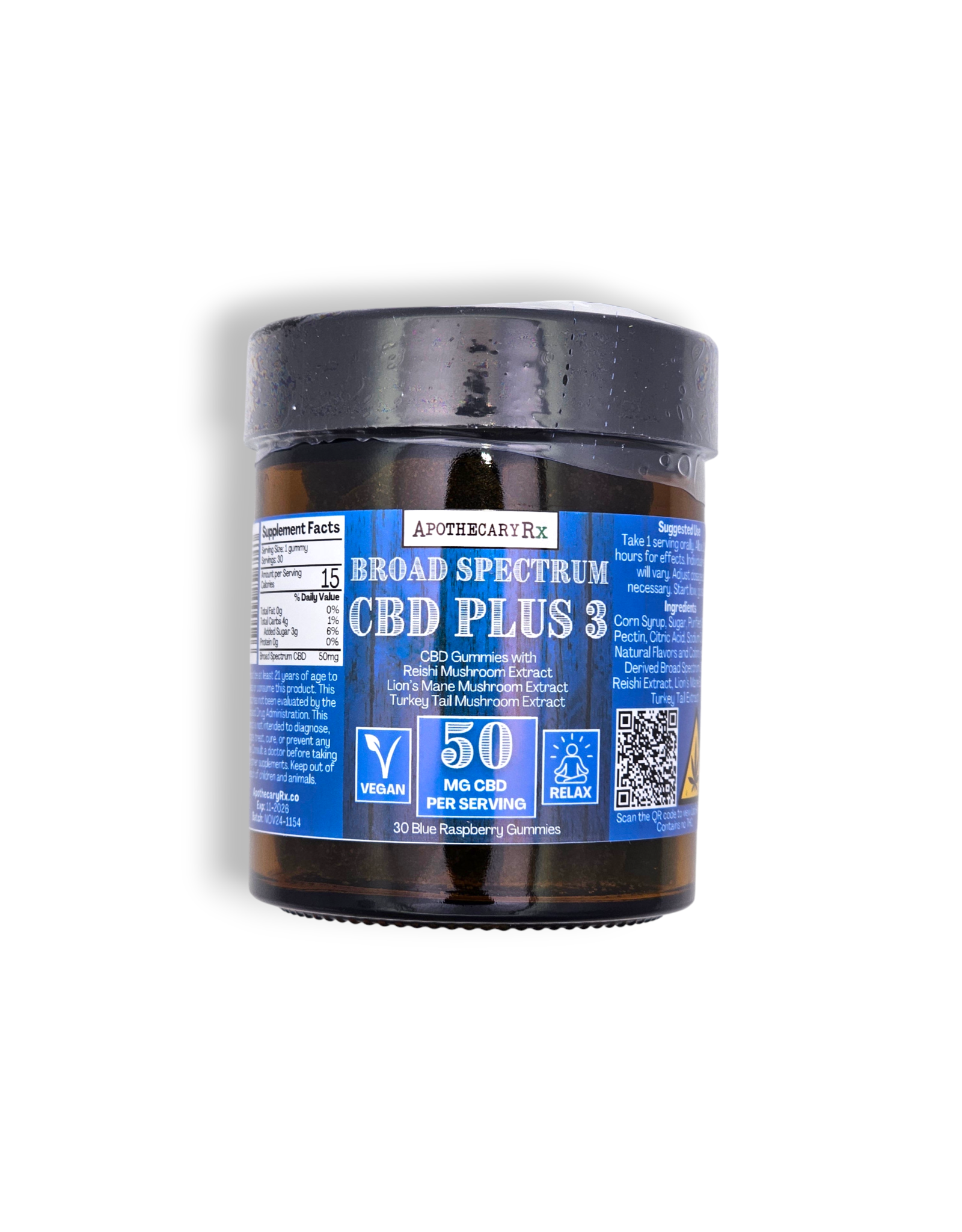 Apothecary Rx 50mg Broad Spectrum CBD Plus 3 Vegan Gummies
