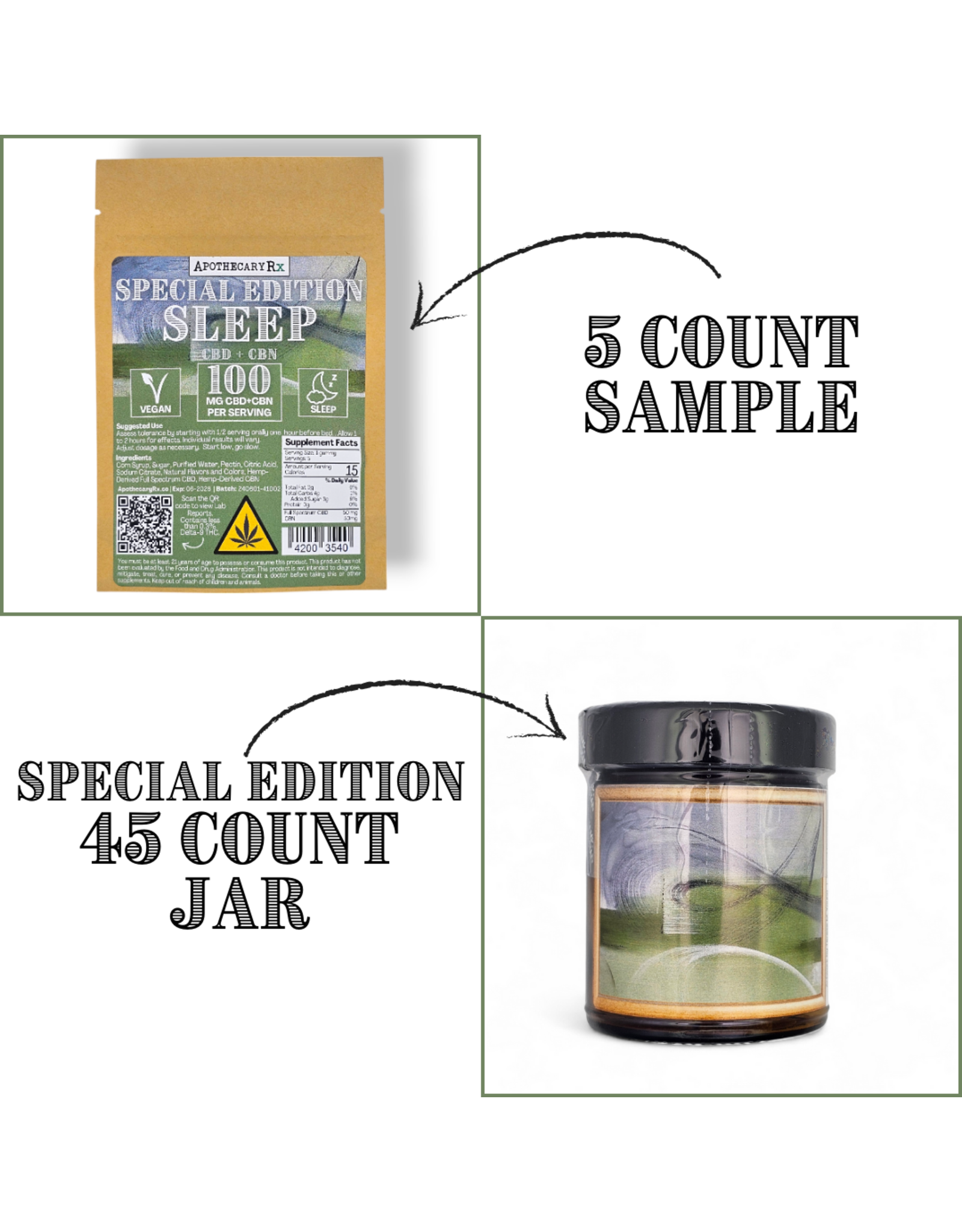 Apothecary Rx 100mg CBD CBN Vegan Sleep Gummies