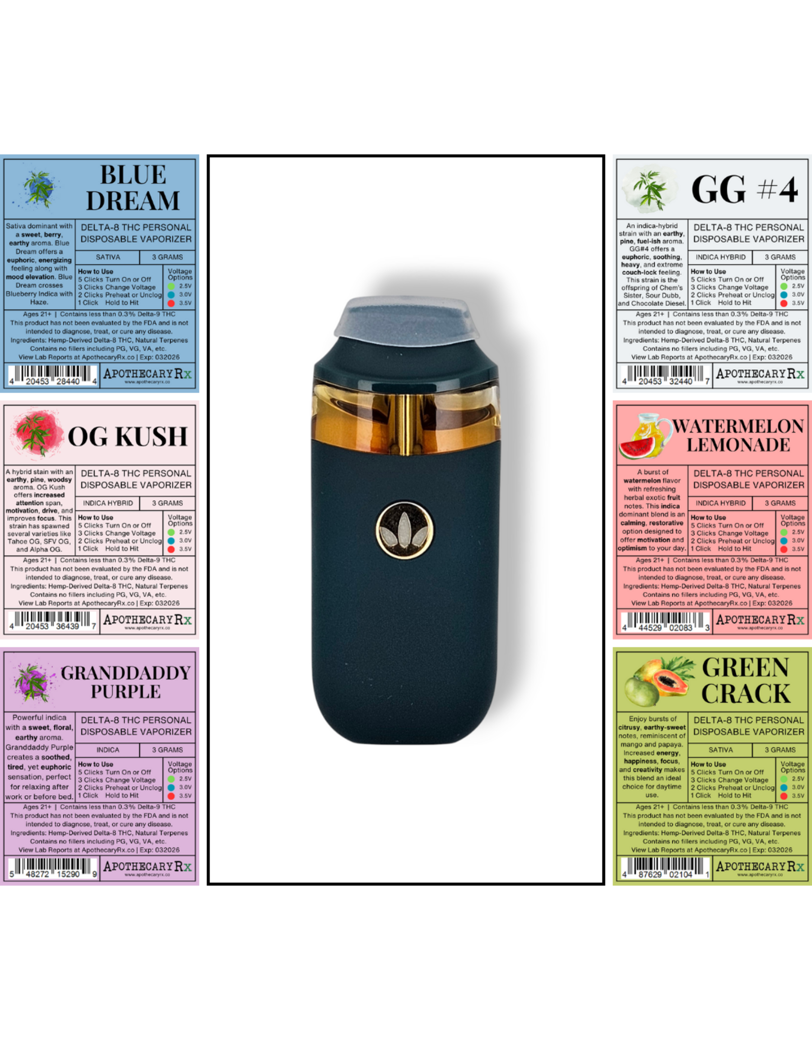 Apothecary Rx Apothecary Rx 3g Delta-8 Disposable Personal Vaporizer