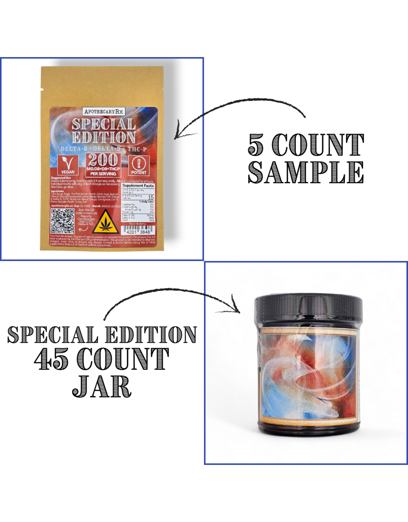 Apothecary Rx Apothecary Rx 200mg Special Edition Delta-8 Delta-9 THCP Adaptogenic Mushroom Vegan Gummies