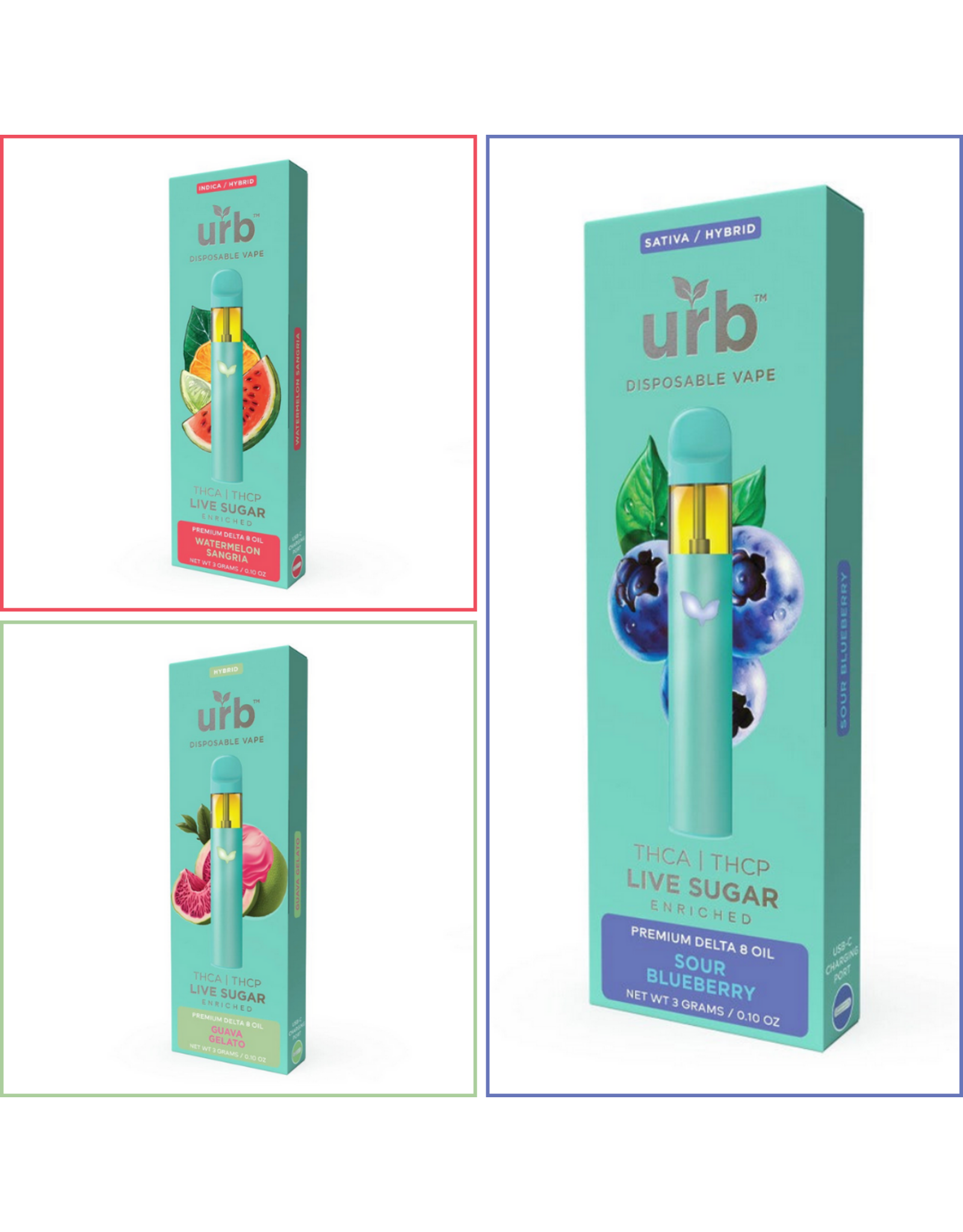URB URB Live Sugar THCa THCP Delta-8 3gr Disposable